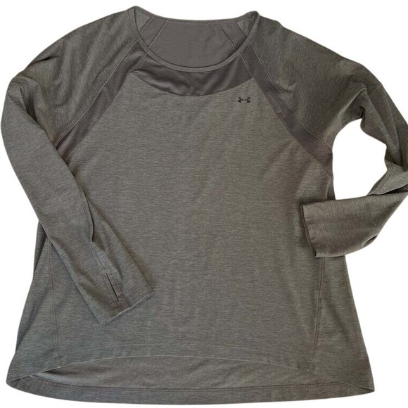 Under Armour Tops - Under Armour Women's Gray Heather Long Sleeve Shirt Size L Mesh‎ Detail